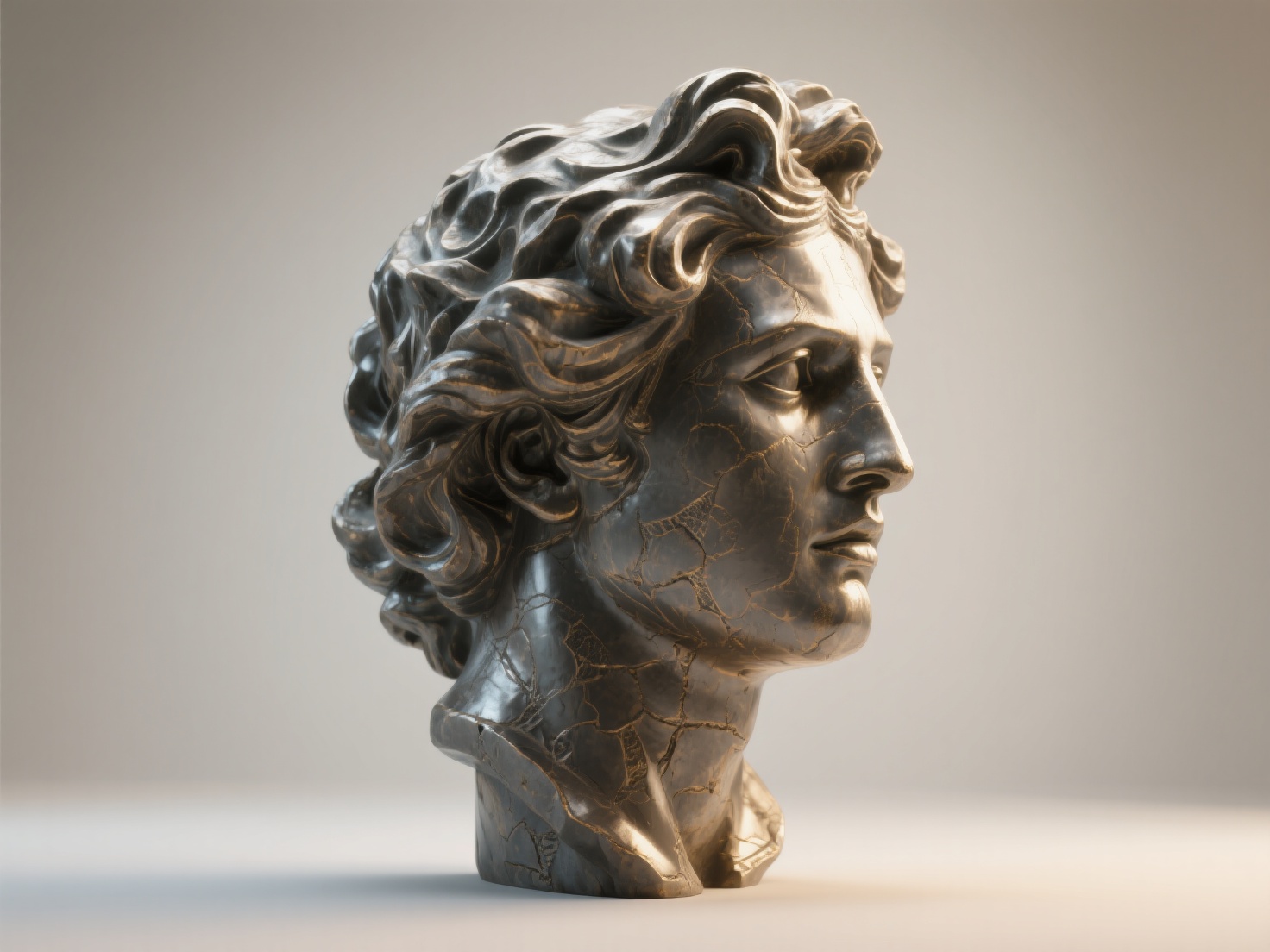 Photorealistic 3D sculpture textured with PBR maps showcasing art and sculpture texturing techniques