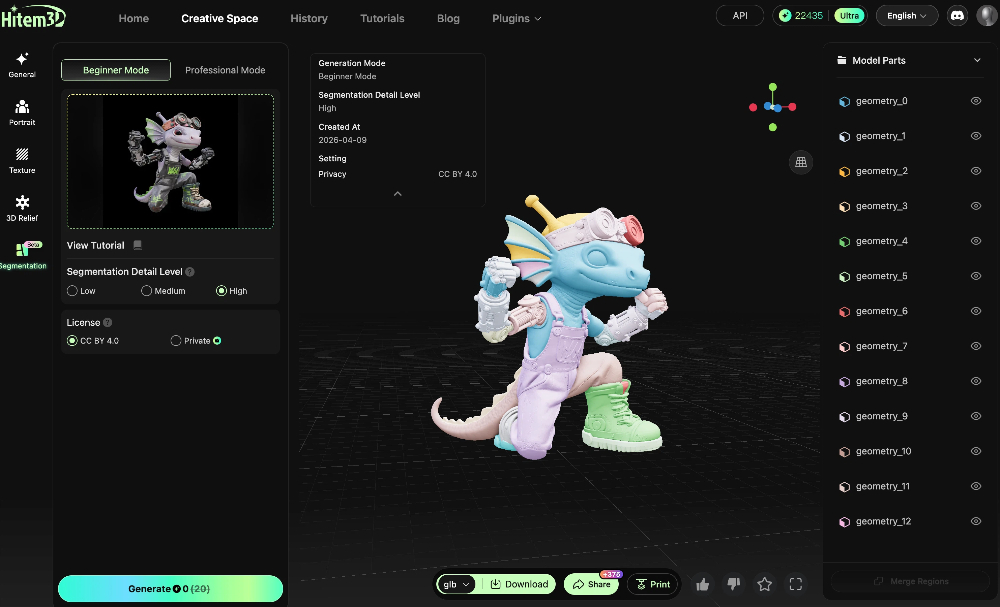 Hitem3D AI 多色分割工作流