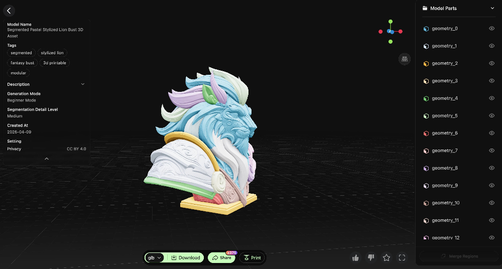 ai segmentation and merge 3d model