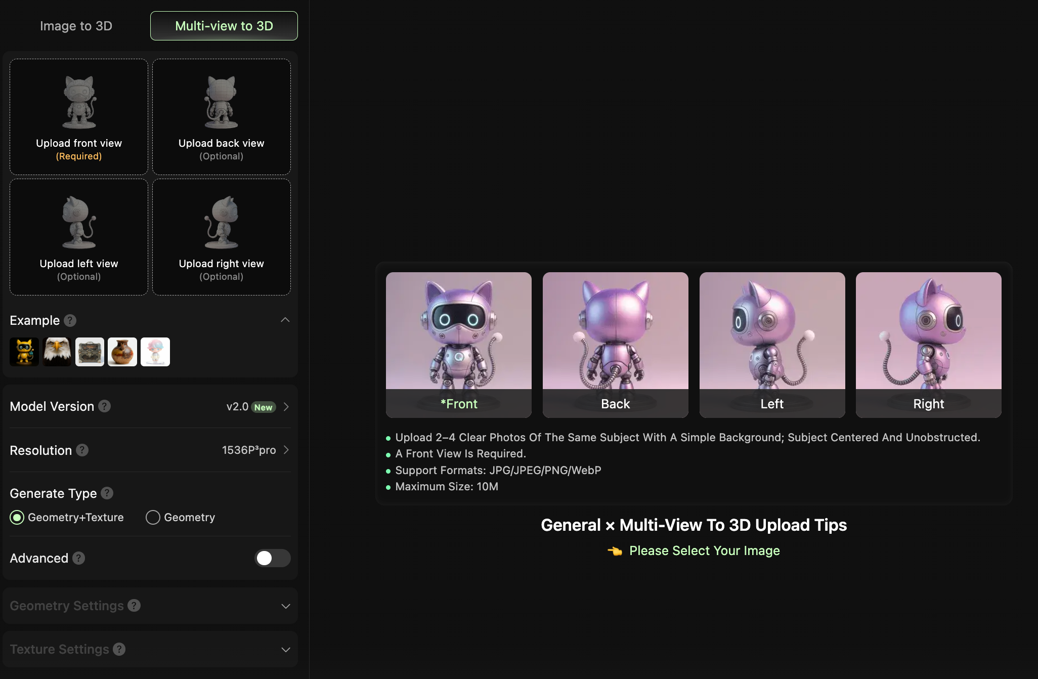 Comparison between a suitable and unsuitable image for AI 3D model generation