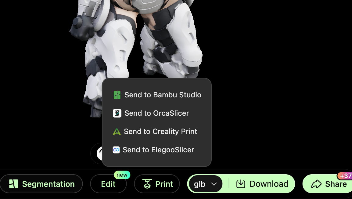 One-click send workflow from Hitem3D editor to the slicer for fast 3D printing