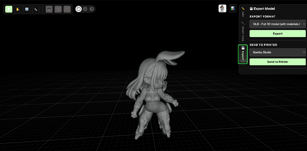 irect export from Hitem3D editor to a connected 3D printing slicer