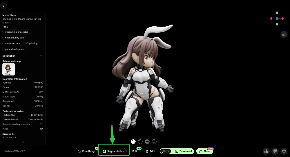 Automatic color segmentation for multi-color 3D printing in Hitem3D