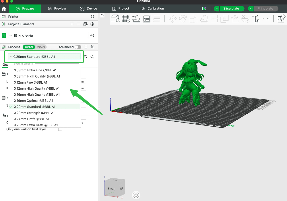 Direct handoff from Hitem3D editor to Bambu Studio for slicing and printing