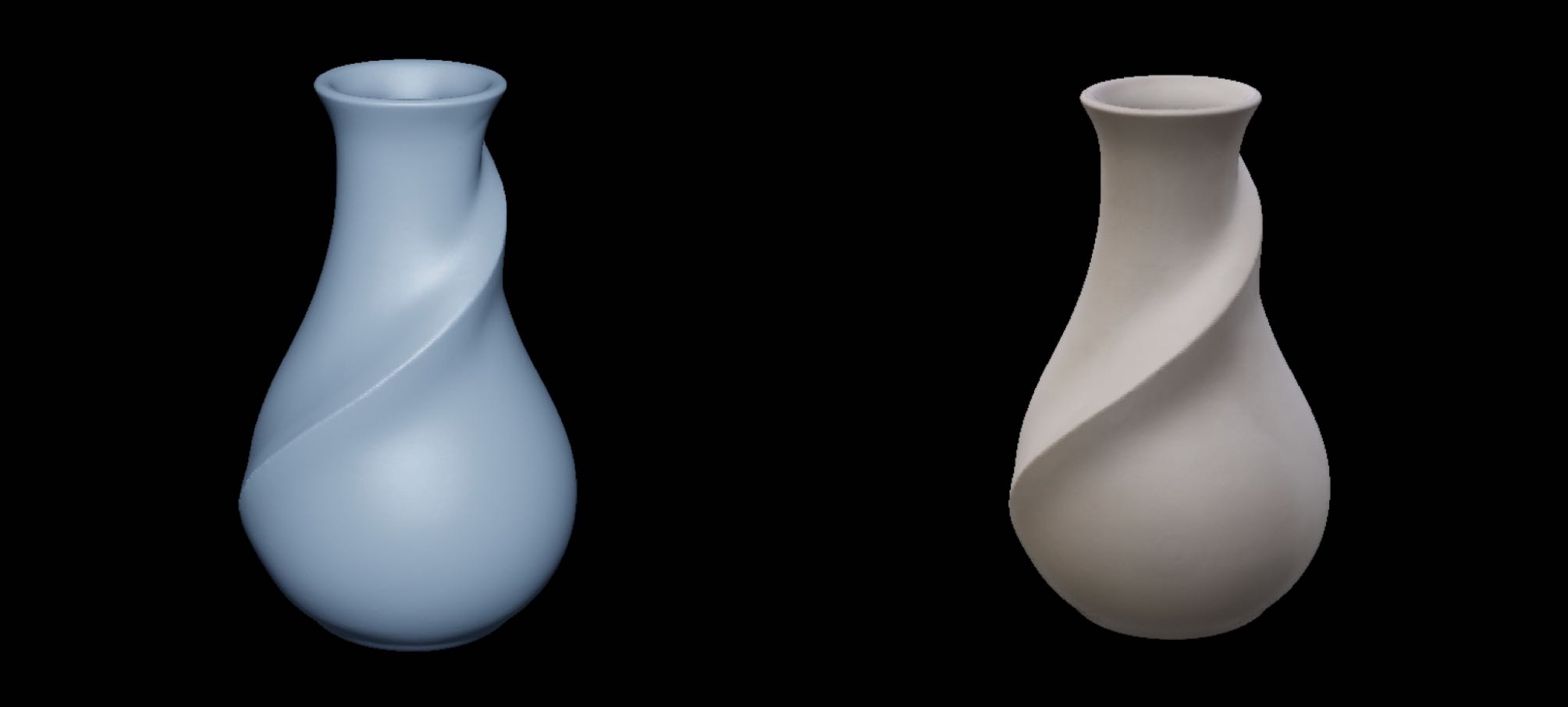 Modern twisted vase 3D model, minimalist home decor, smooth render