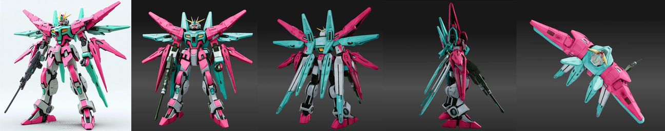 Multiview print-grade AI-generated 3D mecha model by Hitem3D with consistent geometry and color across all angles