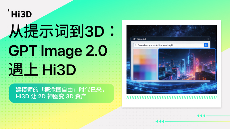 Hi3D AI 工具，GPT Image 2.0 转 3D 模型，一键 3D 转换