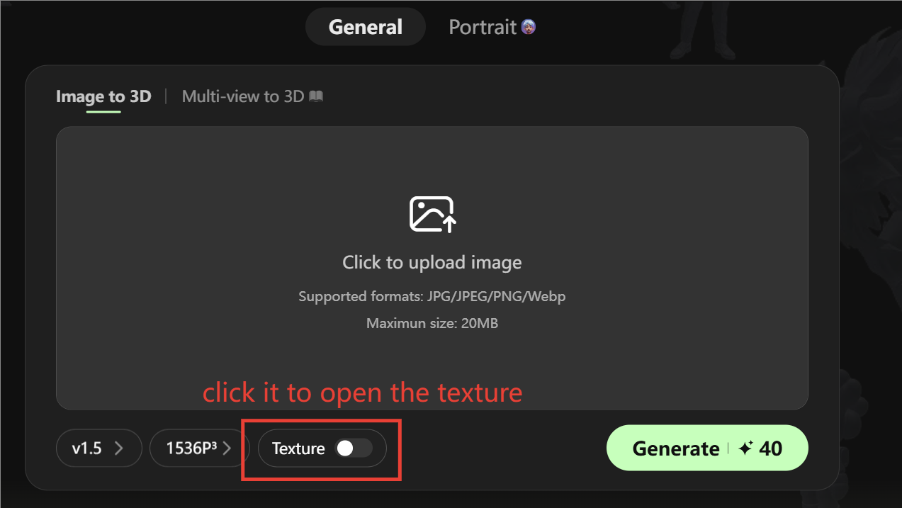 Hitem3D image to 3D tool with texture enabled for generating fully textured, print-ready and game-ready 3D models