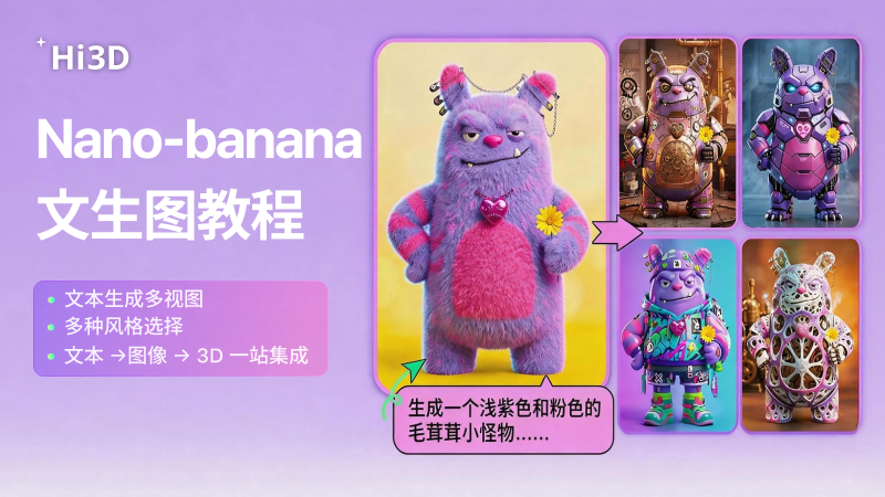 Hi3D文生图转3D全流程教程封面 — 使用Nano-Banana-Pro与Nano-Banana 2模型从文字Prompt生成可打印3D模型